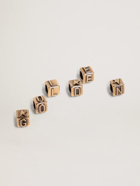 Golden Goose Women's cubic charms in antique gold color with letters of the alphabet