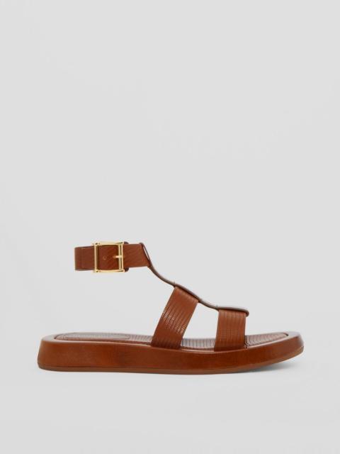 Burberry Embossed Leather Platform Sandals