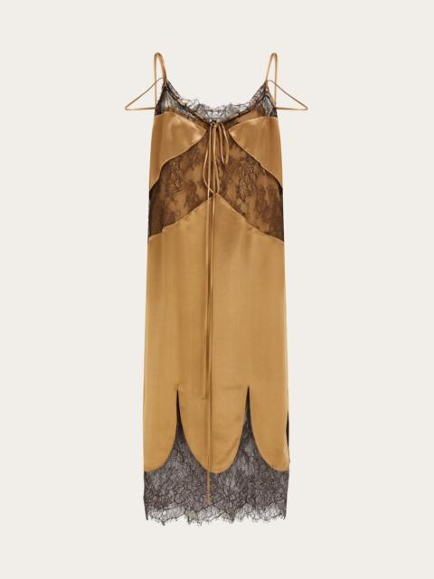FERRAGAMO Satin and lace slip dress