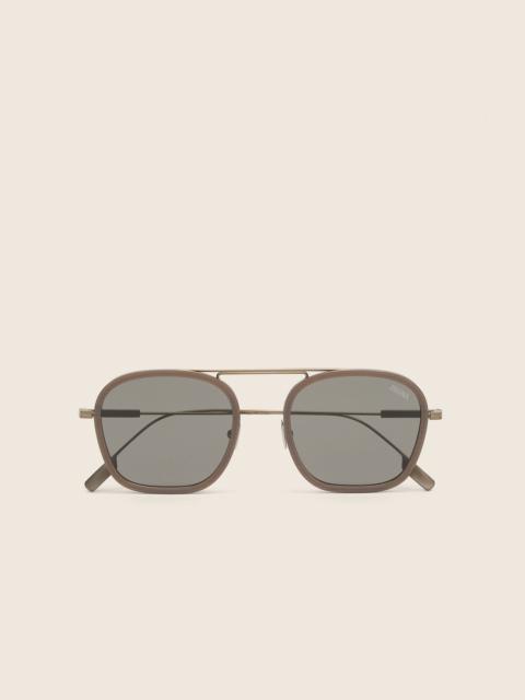 ZEGNA BEIGE ORIZZONTE I TITANIUM SUNGLASSES