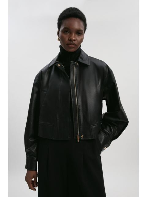 KAREN MILLEN Faux Leather Tailored Bomber Jacket