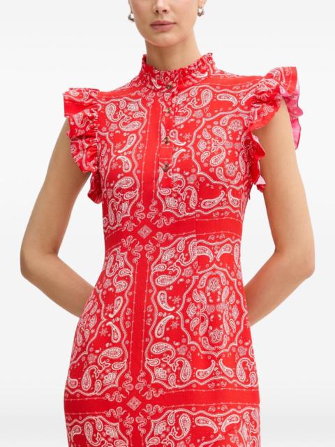 Never Fully Dressed paisley-print ruffled midi dress