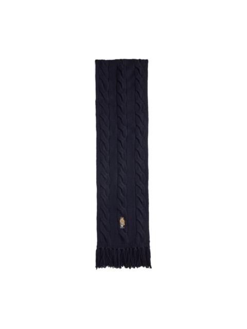 Polo Ralph Lauren cable-knit embroidered scarf