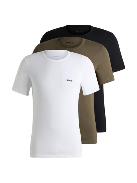 BOSS THREE-PACK OF COTTON UNDERWEAR T-SHIRTS WITH LOGO EMBROIDERY