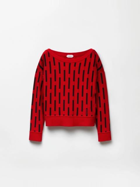 VERSACE Embroidered-Logo Wool Knit Sweater