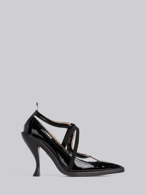 Thom Browne Black Soft Patent Leather Tonal Grosgrain Bow 105mm Heel Cut Out Thom John
