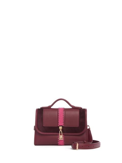 GABRIELA HEARST Small Leonora Flap Embroidered Bag in Bordeaux & Fuchsia Nappa Leather