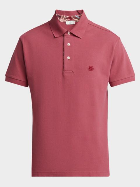 Etro Men's Cotton Logo-Embroidered Polo Shirt