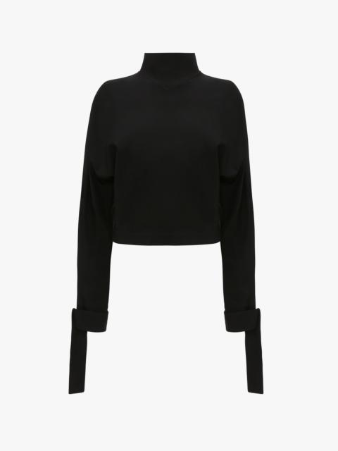 Victoria Beckham Tie Sleeve Ponti Top In Black