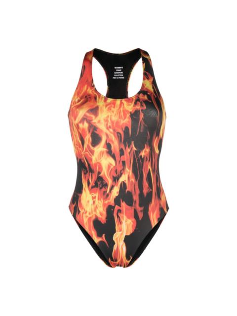 VETEMENTS flame-print U-neck swimsuit