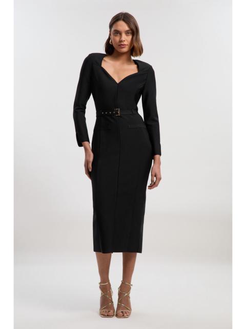 KAREN MILLEN Figure Form Bandage Belted Midi Dress
