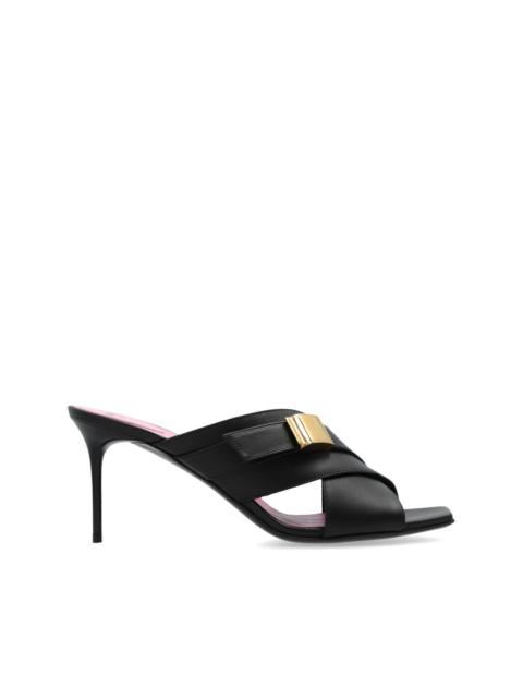 Balmain crossover 75mm leather mules