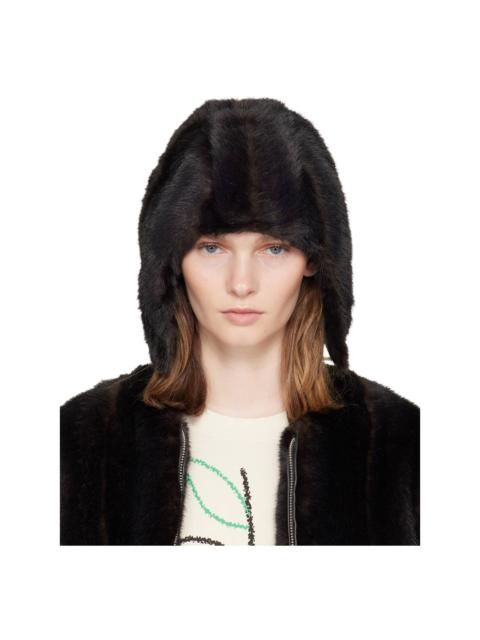 MM6 Maison Margiela Brown Faux Fur Aviator Hat