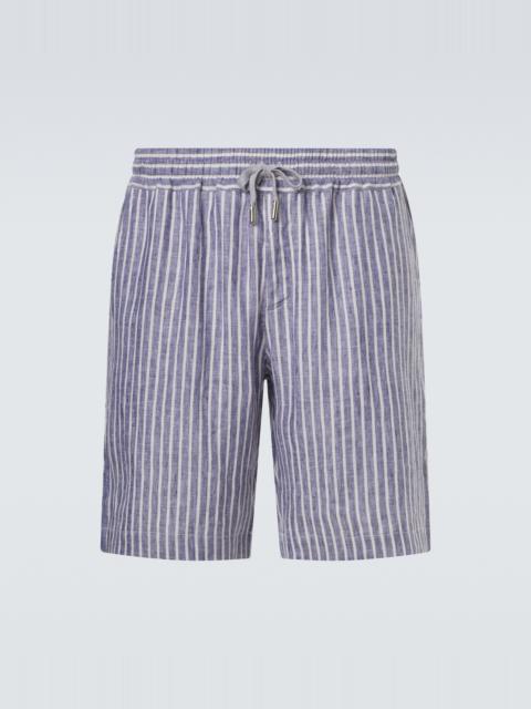 FEDELI Alfa striped linen Bermuda shorts