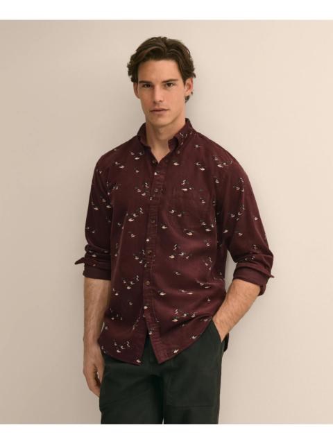 Brooks Brothers Cotton Fine-Wale Corduroy Mallard-Motif Sport Shirt