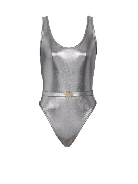 Balmain B metallic swimsuit