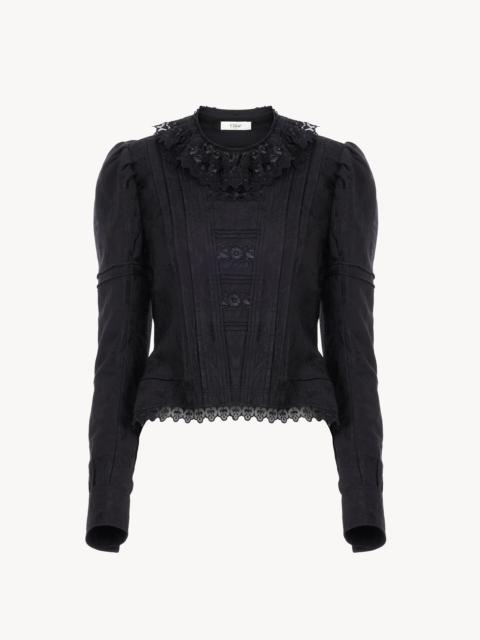 Chloé FITTED JACKET IN SILK-BLEND JACQUARD & LACE