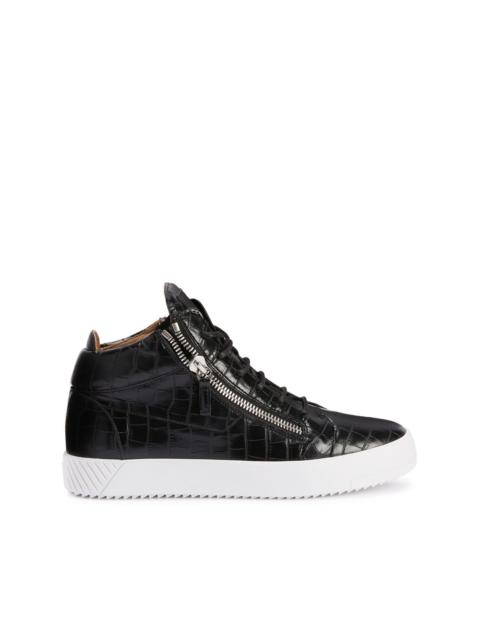 Kriss crocodile-effect leather sneakers