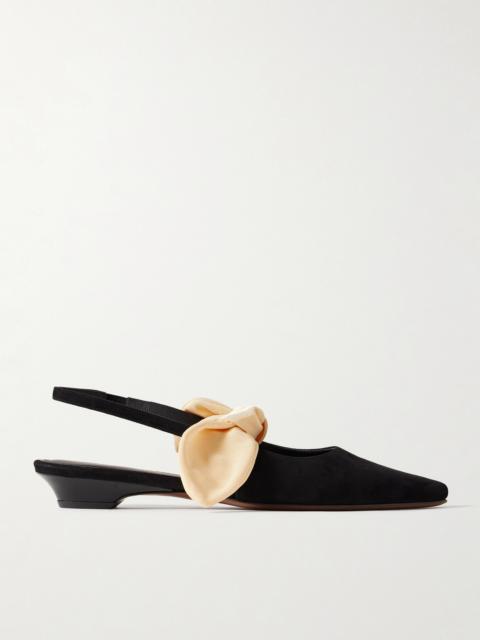 NEOUS Uba Bow-embellished Faille And Suede Slingback Flats