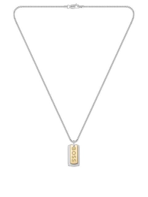 BOSS BOX-CHAIN NECKLACE WITH BRANDED DOUBLE-TAG PENDANT