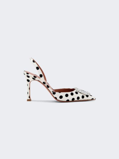 Amina Muaddi Camelia Sling Pump Ivory Polka Dot Satin