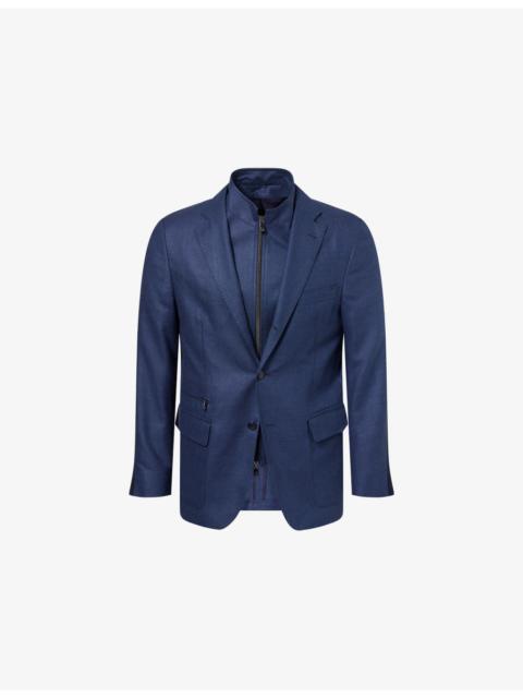 CORNELIANI Elbow-Patch Notch-Lapel Silk-And-Wool Jacket