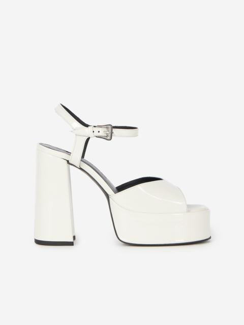 The Kooples WHITE PATENT LEATHER HEELED SANDALS