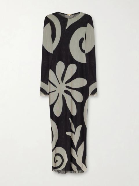 CALA de la CRUZ Tania Printed Mesh Midi Dress