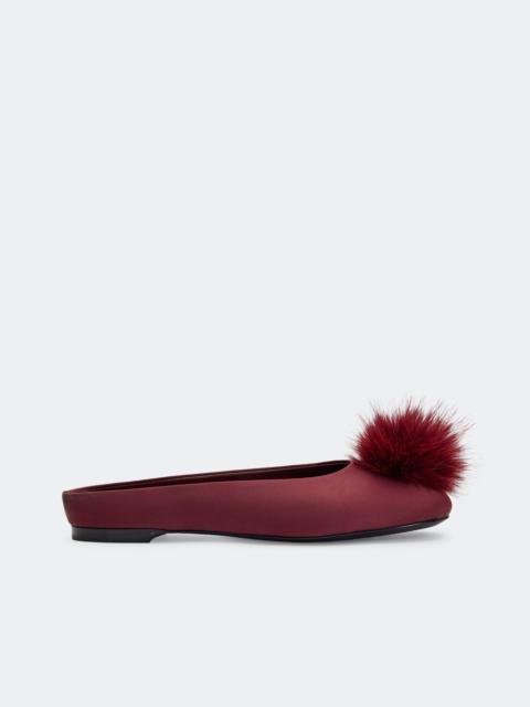 SIMONMILLER Satin Pom Pom Riad Mule In Bordeaux