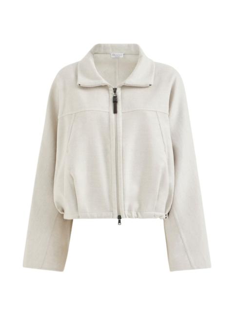 Brunello Cucinelli hand-crafted bomber jacket in virgin-wool double-cloth with monili