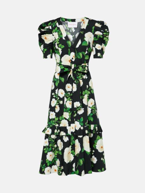 CAROLINA HERRERA rose-print cotton midi dress