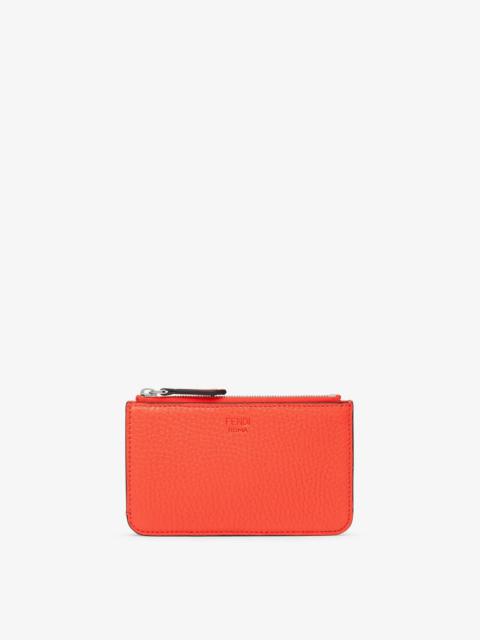 FENDI Fendi Roma key pouch with gusseted sides. The back features four card slots. Inside there is a pull-