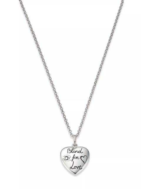 Sterling Silver Blind for Love Engraved Pendant Necklace, 17"