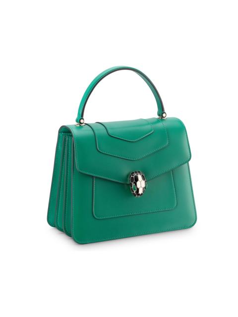 BVLGARI Women's Large Serpenti Leather Top Handle Bag - Emerald Green