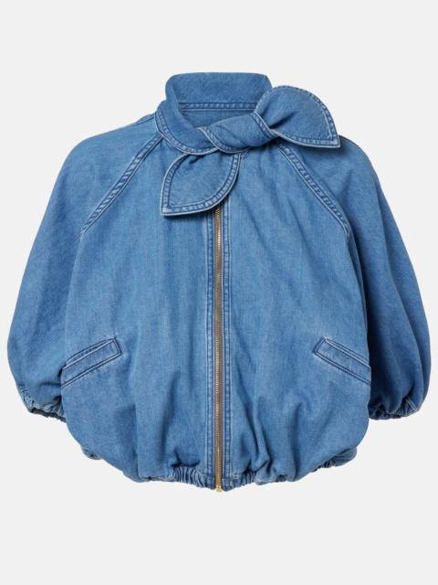 PATOU Tie-neck denim jacket