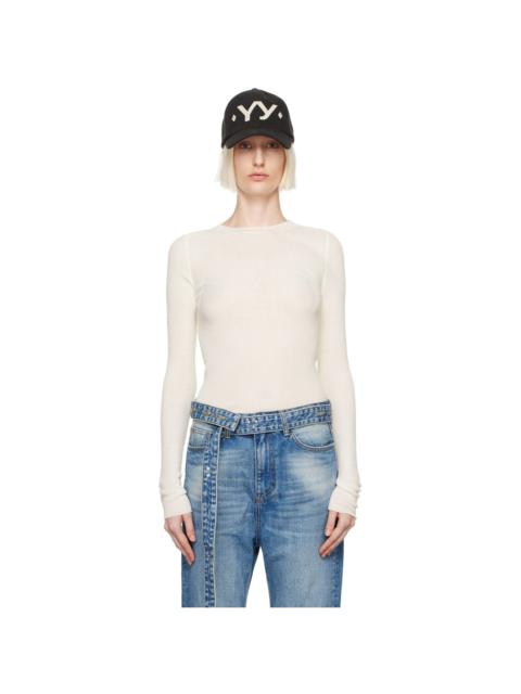 OPEN YY Gray Picot Trim Fitted Long Sleeve T-shirt | REVERSIBLE