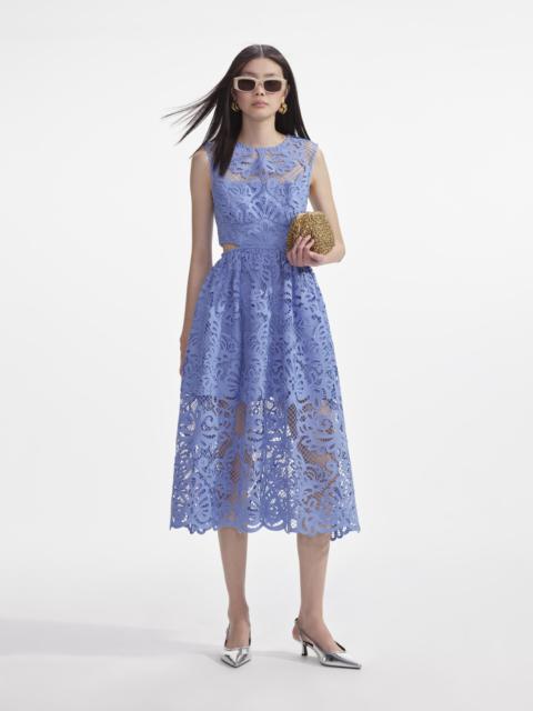 Blue Lace Cut Out Midi Dress