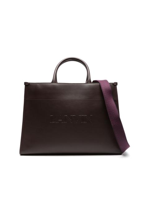 logo-embossed leather tote bag
