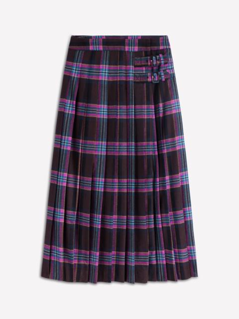 BODEN Josephine Wool Kilt Skirt-Brown, Teal & Pink Check