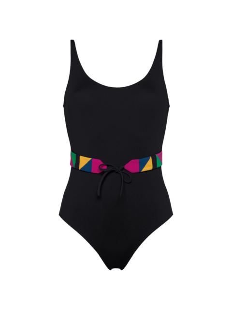 Damier belted swimsuit