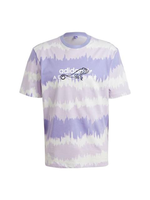 adidas originals Adv Aop T Shirt Printing Sports Round Neck Short Sleeve Purple GN2354