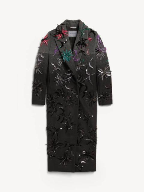 BALENCIAGA Women's Spotlight Flowers Maxi Coat in Black/grey/multicolor