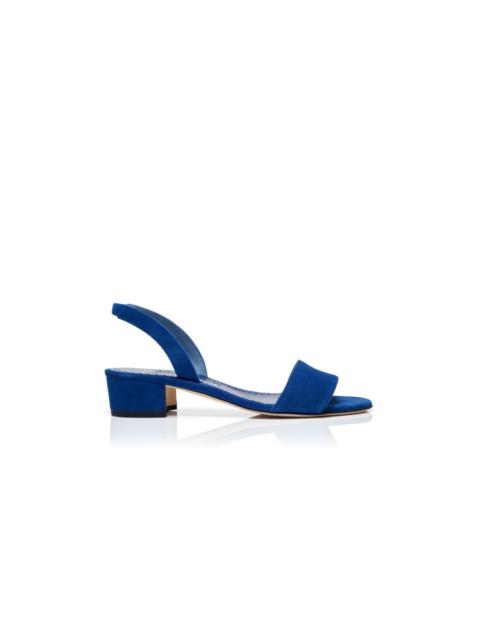 Manolo Blahnik Blue Suede Slingback Sandals