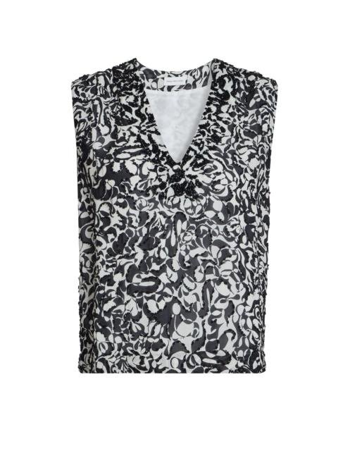 Dries Van Noten Women's College Embellished Abstract V-Neck Top - Black