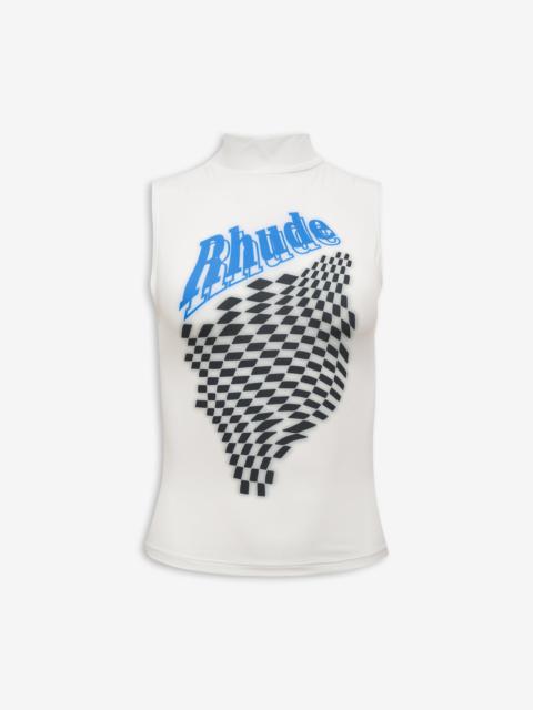 Rhude CHECKERED MOCK-NECK TANK