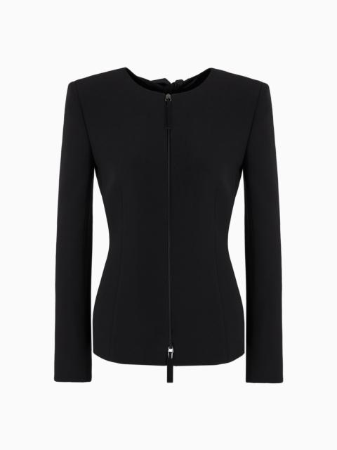 GIORGIO ARMANI Silk cady zip-up jacket with bows