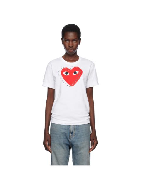 Comme des Garçons PLAY White Stud Print Red Heart T-shirt