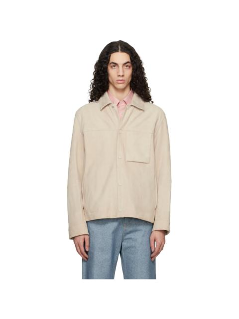 BOSS Beige Snap Closure Suede Jacket