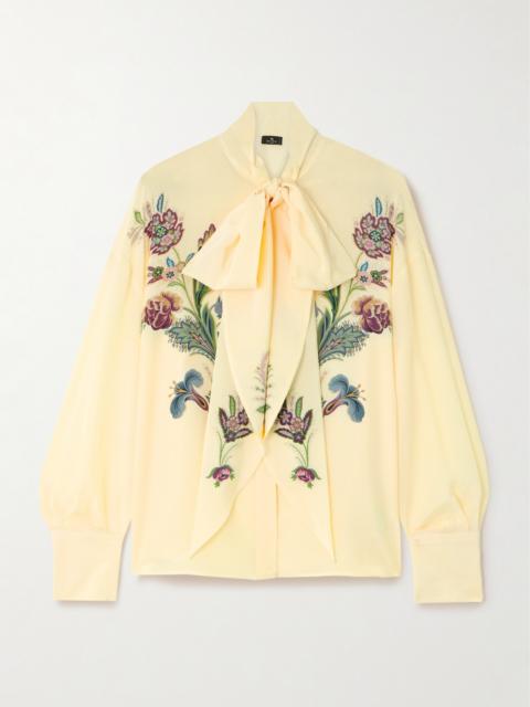 Etro Pussy-bow Floral-print Silk-chiffon Blouse