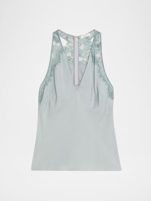 A.L.C. Wes Satin and Lace Tank Top